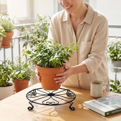 2-Pack 8" Metal Plant Stand Heavy Duty Plants Holder Outdoor Indoor, alternate view 6