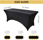 2-Pack 8ft Black Spandex Table Covers for Rectangle Folding Tables - Washable Elastic Tablecloth - Ultimate, alternate view 2