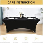 2-Pack 8ft Black Spandex Table Covers for Rectangle Folding Tables - Washable Elastic Tablecloth - Ultimate, alternate view 6