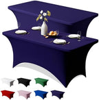 2 Pack 8FT Navy Blue Spandex Table Cloth 96 x 30 Inch in 96 x 30 Inch