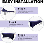 2 Pack 8FT Navy Blue Spandex Table Cloth 96 x 30 Inch in 96 x 30 Inch, alternate view 5