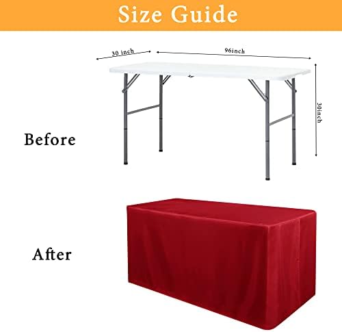 2 Pack 8FT Red Table Cloths for Standard Folding Tables in 8FT | 2 Pack in Red, alternate view 3