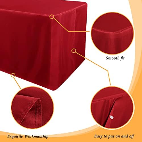 2 Pack 8FT Red Table Cloths for Standard Folding Tables in 8FT | 2 Pack in Red, alternate view 5