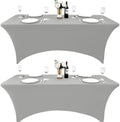 2-Pack 8ft Spandex Table Covers for Rectangle Folding Tables - Washable Elastic Tablecloth - Ultimate Fitted