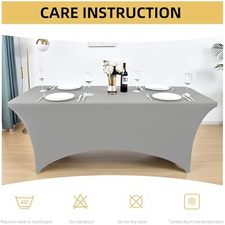 2-Pack 8ft Spandex Table Covers for Rectangle Folding Tables - Washable Elastic Tablecloth - Ultimate Fitted, alternate view