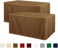 2 Pack 8ft Tablecloths for Rectangle Tables, Coffee in 8FT | 2 Pack in Light Coffee