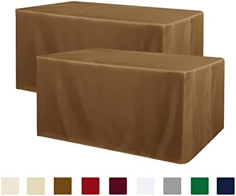 2 Pack 8ft Tablecloths for Rectangle Tables, Coffee in 8FT | 2 Pack in Light Coffee