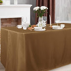2 Pack 8ft Tablecloths for Rectangle Tables, Coffee in 8FT | 2 Pack in Light Coffee, alternate view 2