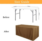 2 Pack 8ft Tablecloths for Rectangle Tables, Coffee in 8FT | 2 Pack in Light Coffee, alternate view 3