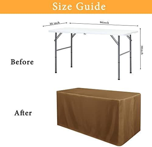 2 Pack 8ft Tablecloths for Rectangle Tables, Coffee in 8FT | 2 Pack in Light Coffee, alternate view 3