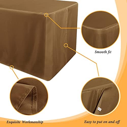 2 Pack 8ft Tablecloths for Rectangle Tables, Coffee in 8FT | 2 Pack in Light Coffee, alternate view 5