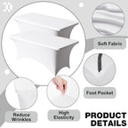 2 Pack 8FT White Spandex Table Cloth 96 x 30 Inch in 96 x 30 Inch, alternate view 3