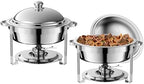 2 Pack 8QT Round Chafing Dish for Buffet Set with Lids, Silver in Silver