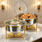 2 Pack 8QT Stainless Steel Chafing Dishes for Buffet Set, Glass Lid