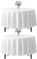 2 Pack 90 Inch Tablecloths Round White Table Cover in White