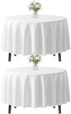 2 Pack 90 Inch Tablecloths Round White Table Cover in White