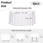2 Pack 90 Inch Tablecloths Round White Table Cover in White, alternate view 3