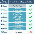 2 Pack 90 Inch Tablecloths Round White Table Cover in White, alternate view 4