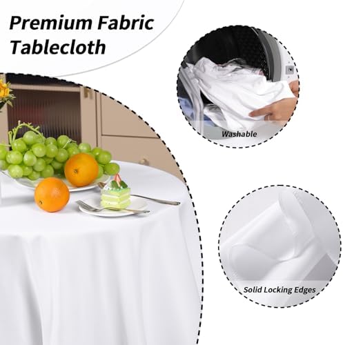 2 Pack 90 Inch Tablecloths Round White Table Cover in White, alternate view 5