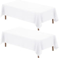2 Pack 90 x 132 Inch Tablecloths Rectangle White Table Cover in 90 x 132 Inch in White