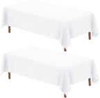 2 Pack 90 x 132 Inch Tablecloths Rectangle White Table Cover in 90 x 132 Inch in White