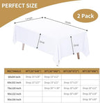 2 Pack 90 x 132 Inch Tablecloths Rectangle White Table Cover in 90 x 132 Inch in White, alternate view 3