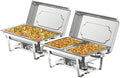 2 Pack 9QT Rectangle Stainless Steel Chafing Dish Buffet Set in Silver