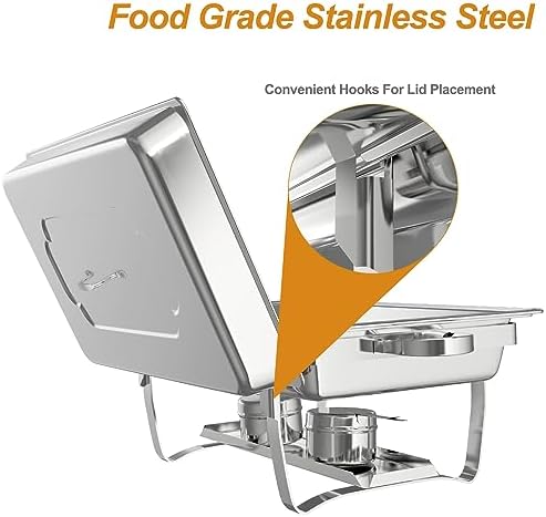 2 Pack 9QT Rectangle Stainless Steel Chafing Dish Buffet Set in Silver, alternate view 3