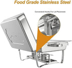 2 Pack 9QT Rectangle Stainless Steel Chafing Dish Buffet Set in Silver, alternate view 3