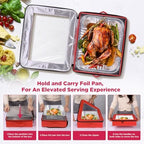 2 Pack 9x13 in Foil Pan Carrier with Lid, Stackable Foil Pan Holder, alternate view 2