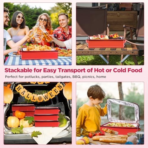 2 Pack 9x13 in Foil Pan Carrier with Lid, Stackable Foil Pan Holder, alternate view 5