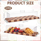 2 Pack Acacia Wood Checkerboard Cake Stand Serving Tray with Acrylic Lid, 15 x 6 x 4 Inches Charcuterie Table, alternate view