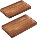 2 Pack Acacia Wood Serving Tray,13.8x7.9 Inch Trays, Home Decor in 13.8x7.9 Inch in Brown