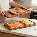 2 Pack Acacia Wood Serving Tray,13.8x7.9 Inch Trays, Home Decor in 13.8x7.9 Inch in Brown, alternate view 2