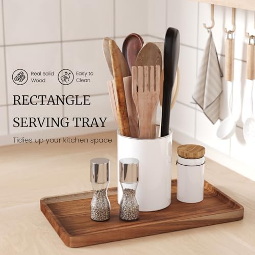 2 Pack Acacia Wood Serving Tray,15.8x9.8 Inch Trays, Home Decor in 15.8x9.8 Inch in Brown, alternate view 4