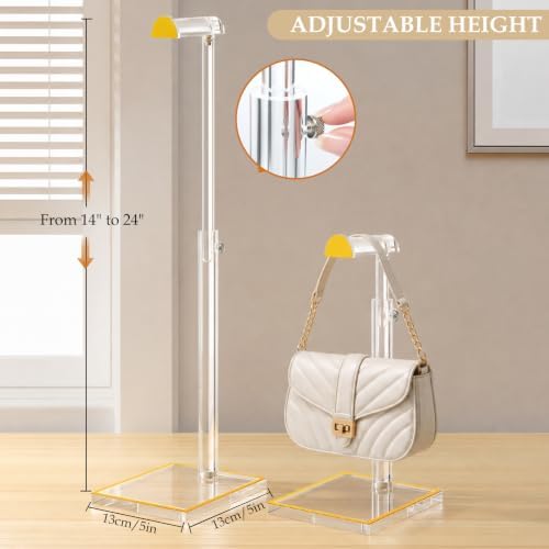 2 Pack Acrylic Purse Display Stand, Adjustable Handbag Holder for Display in Clear, alternate view 3