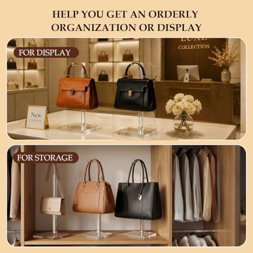2-Pack Acrylic Purse Display Stands, 14"-24" Adjustable Handbag Holder in Clear, alternate view 4