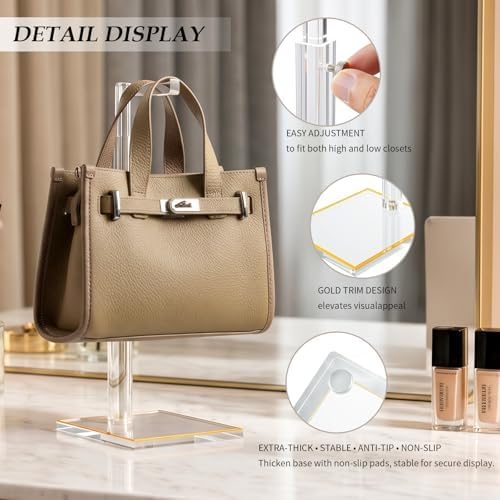 2-Pack Acrylic Purse Display Stands, 14"-24" Adjustable Handbag Holder in Clear, alternate view 5