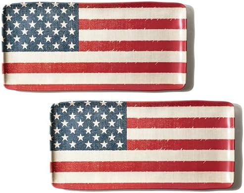 2-Pack American Flag Serving Platter 15-inch, Trays for Serving Food in 4th of July Red White Blue Star