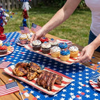 2-Pack American Flag Serving Platter 15-inch, Trays for Serving Food in 4th of July Red White Blue Star, alternate view 2