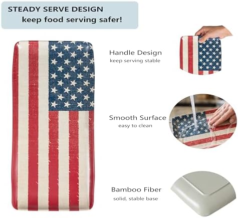 2-Pack American Flag Serving Platter 15-inch, Trays for Serving Food in 4th of July Red White Blue Star, alternate view 3