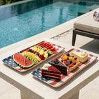 2-Pack American Flag Serving Platter 15-inch, Trays for Serving Food in 4th of July Red White Blue Star, alternate view 5