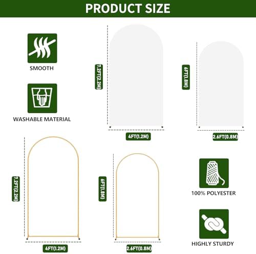 2 Pack Arch Backdrop Stand and Cover Set (7.2FT/6FT), Balloon Arch Stand, alternate view 3