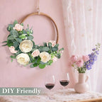 2 Pack Artificial Eucalyptus Flower Garland with 16 White Peony Pink Rose, 13Ft Baby Breath Fake Flowers, alternate view 5
