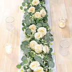2 Pack Artificial Eucalyptus Flower Garland with Champagne Roses