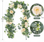 2 Pack Artificial Eucalyptus Flower Garland with Champagne Roses, alternate view 2