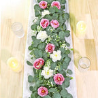 2 Pack Artificial Eucalyptus Flower Garland with Pink White Roses