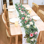 2 Pack Artificial Eucalyptus Flower Garland with Pink White Roses, alternate view 3