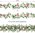 2 Pack Artificial Eucalyptus Flower Garland with Pink White Roses, alternate view 5
