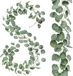 2 Pack Artificial Eucalyptus Garland: 12ft Silver Dollar Eucalyptus Leaves Vines with 156 Leaves - Handmade Faux